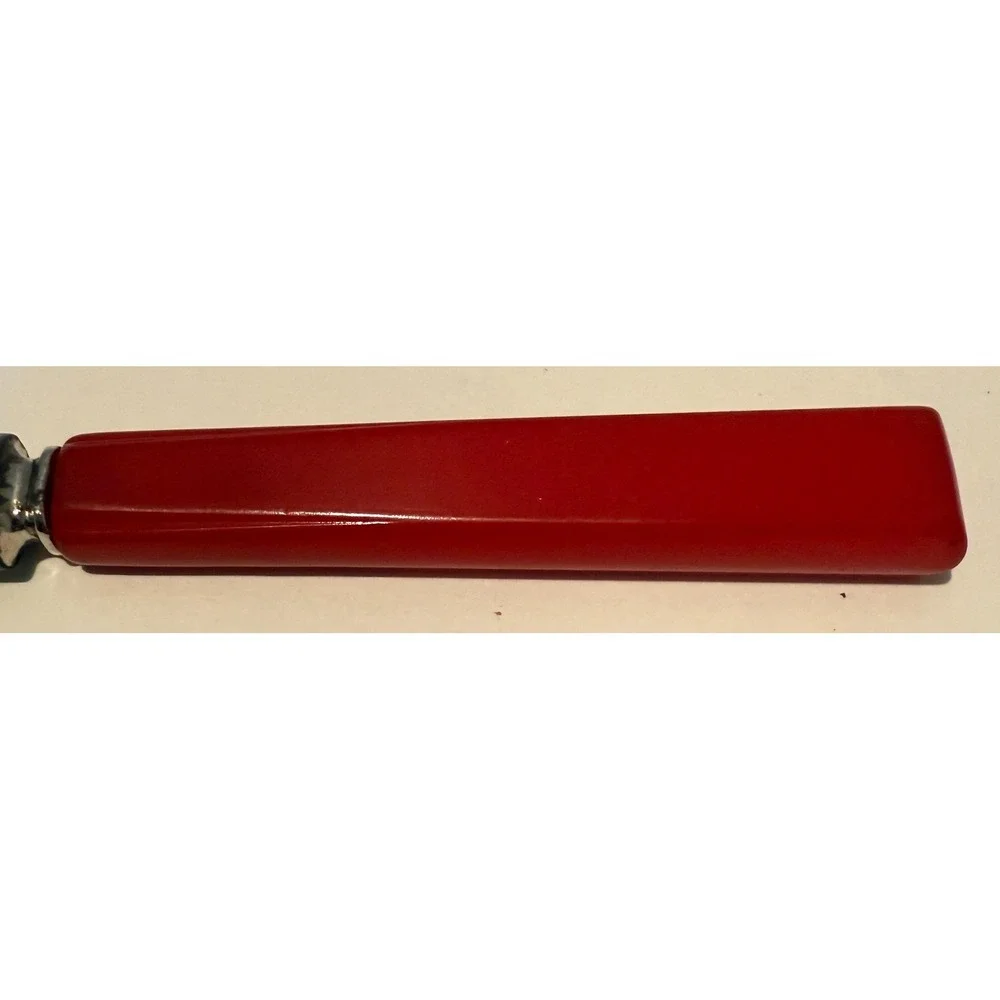 Vtg Bakelite Red Handle Stainless Steel Knives Set of 6 Mid Century Modern Knife